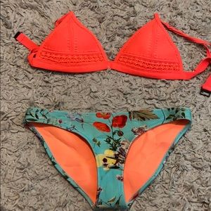 Triangl coral/teal bathing suit